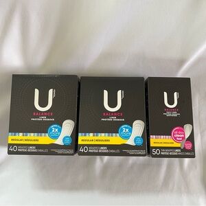 U By Kotex BALANCE Regular 2X Absorbent 3 Boxes 130 Wrapped Liners All Day Clean